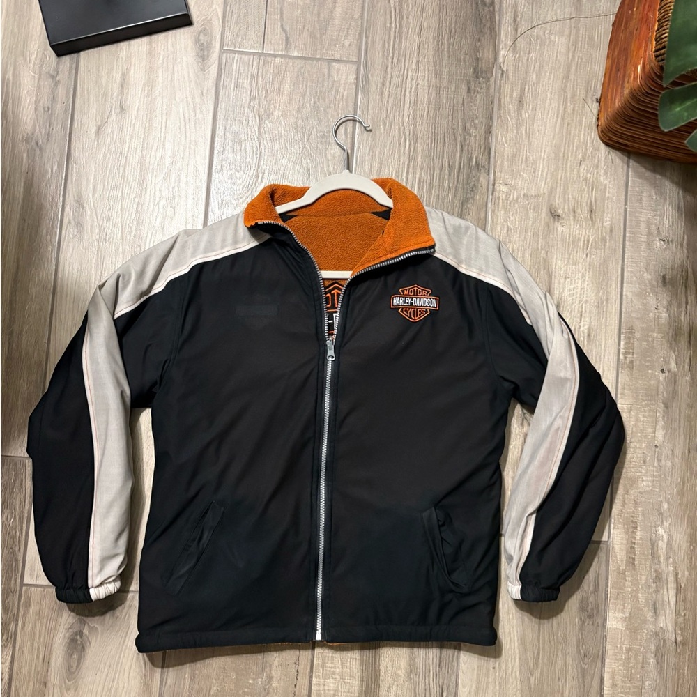 Harley-Davidson Black and Orange Fleece Jacket